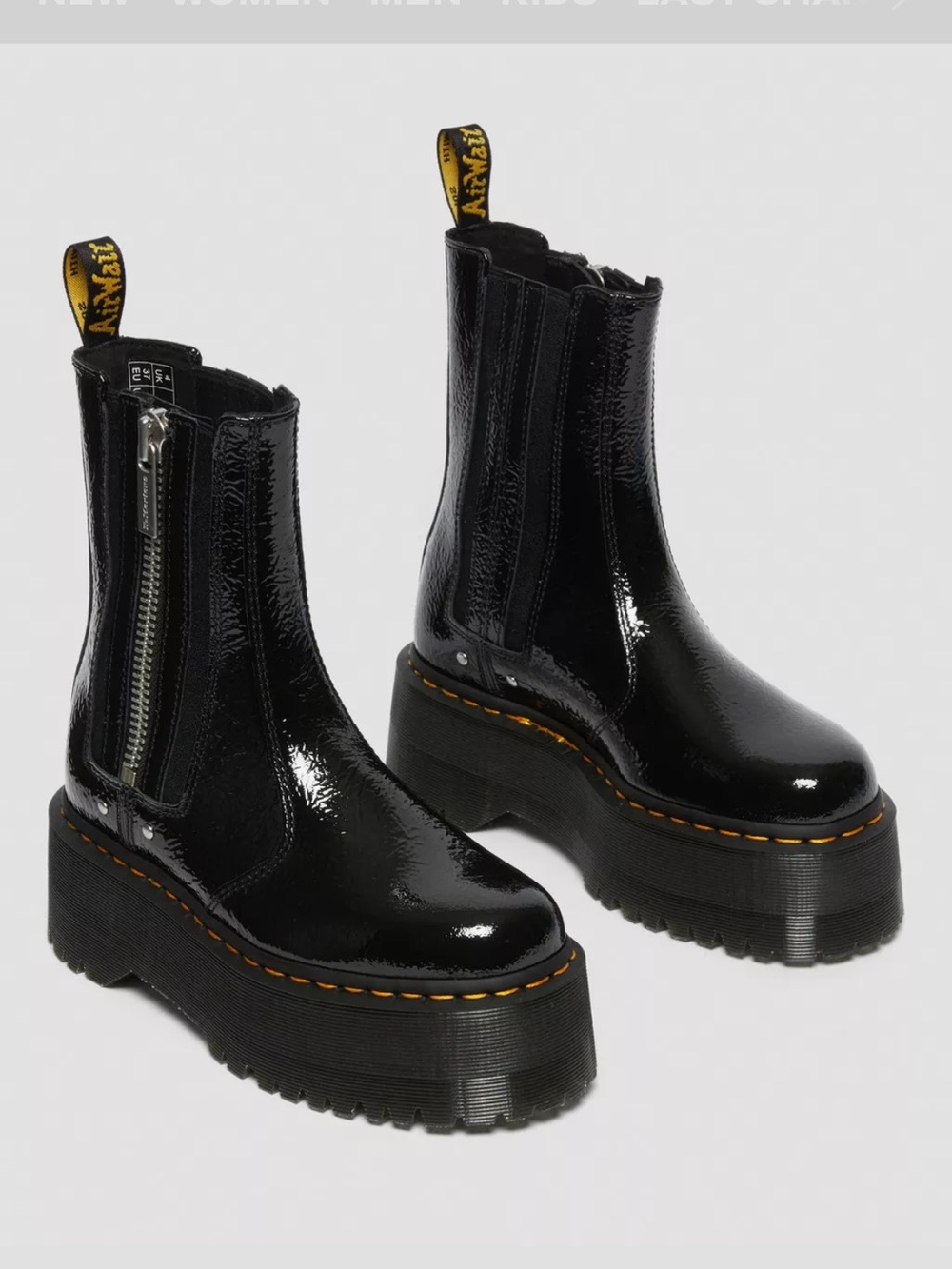 New without tags Dr. Martens Black Patent Platform Chelsea Boots